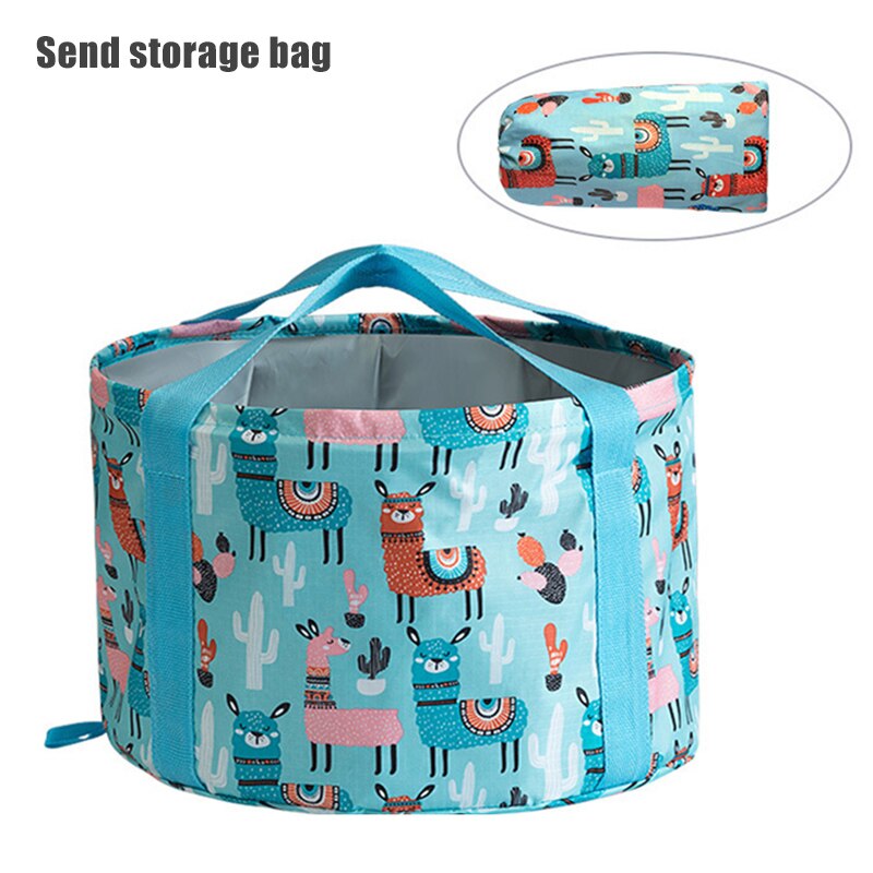 Seau pliable portable de voyage grande capacité seau pliable multifonction pour l'extérieur et la maison: Alpaga vert