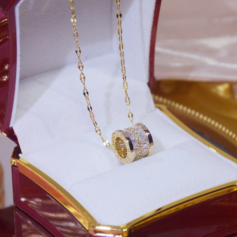Ins skinnende bling aaa zirkon geometriske halskæder til kvinder nøglebenskæde charme bryllup vedhæng 14k guldbelagte smykker