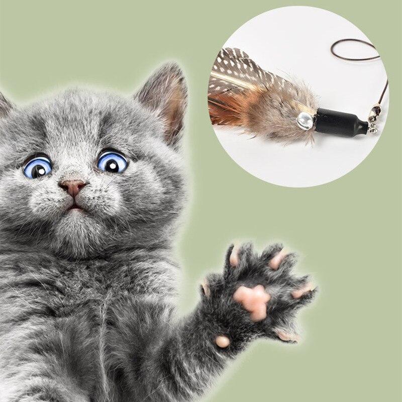 1Pc Cat Interactive Toy Stick Feather Wand with Small Bell Mouse Cage Toys Plastic Artificial Colorful Cat Teaser Toy Supplies