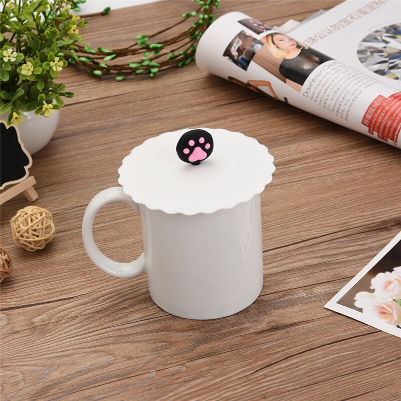 10CM Cute Cartoon Silicone Cup Cover Heat-resistant Leakproof Sealed Lids Tea Coffee Mugs Dustproof Suction Cap Home Supplies