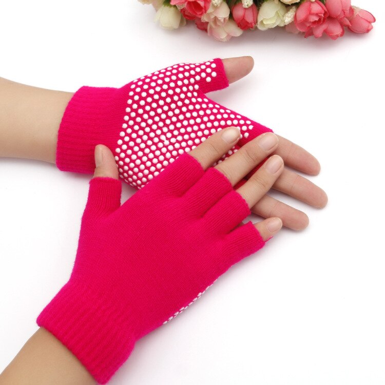 Gants de sport unisexes antidérapants sans doigts, 1 paire, collants pour Yoga /Pilates, exercice d&#39;équilibre , gants de fitness: Rouge