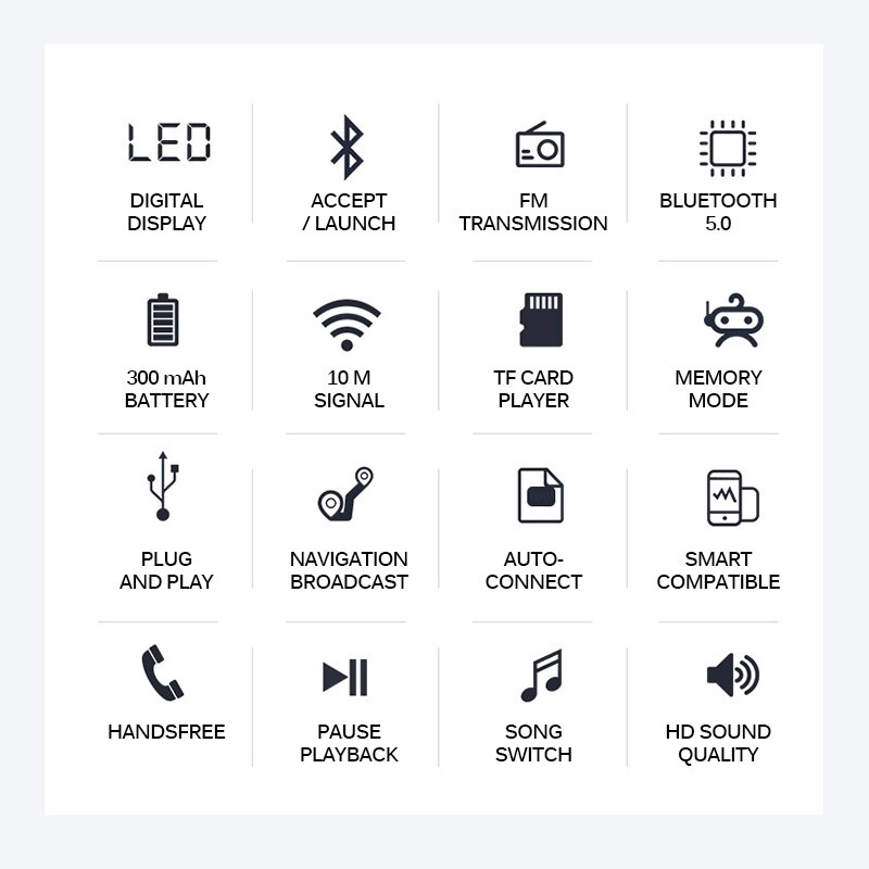 Universal Bluetooth 5.0 Receiver Transmitter Stereo Music Car FM Transmitter Headphones Speakers Adapter Supporting TF Card