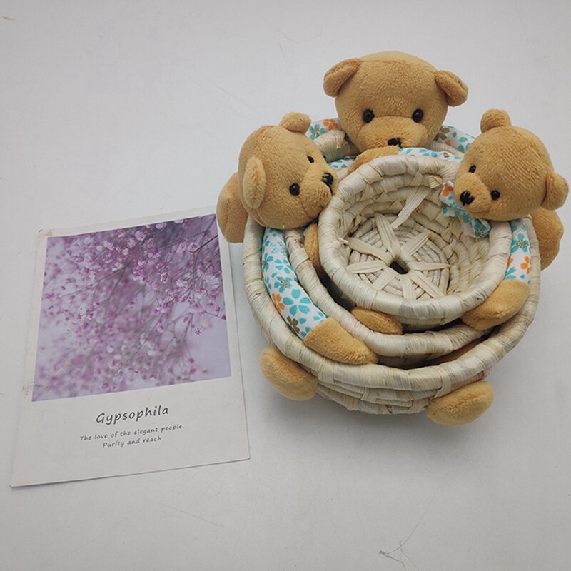 Cute Rabbit Storage Baskets Easter Rabbit Straw Basket Egg Basket Decoration Easter Home Decoration Ornaments