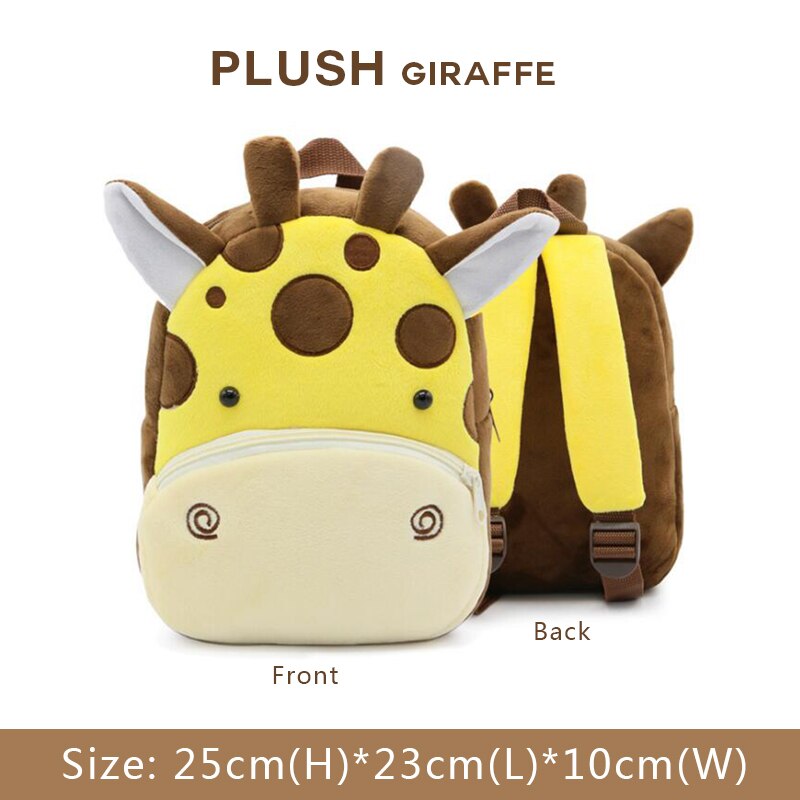 BOBDOG 3D Animal Plush Children Backpacks kindergarten Schoolbag Kids Backpack Children School Bags Girls Boys Back: Giraffe