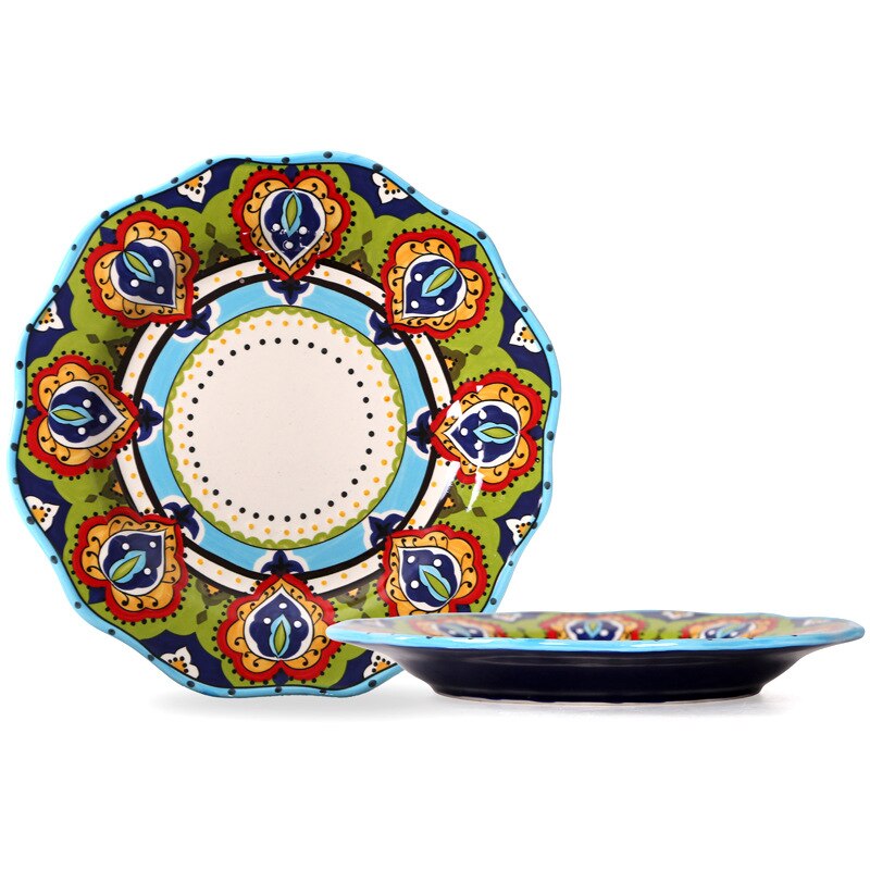 Antowall håndmalet keramisk tallerken restaurant flæset vestlig mad tallerken hjem underglasur spansk stil bordkrig