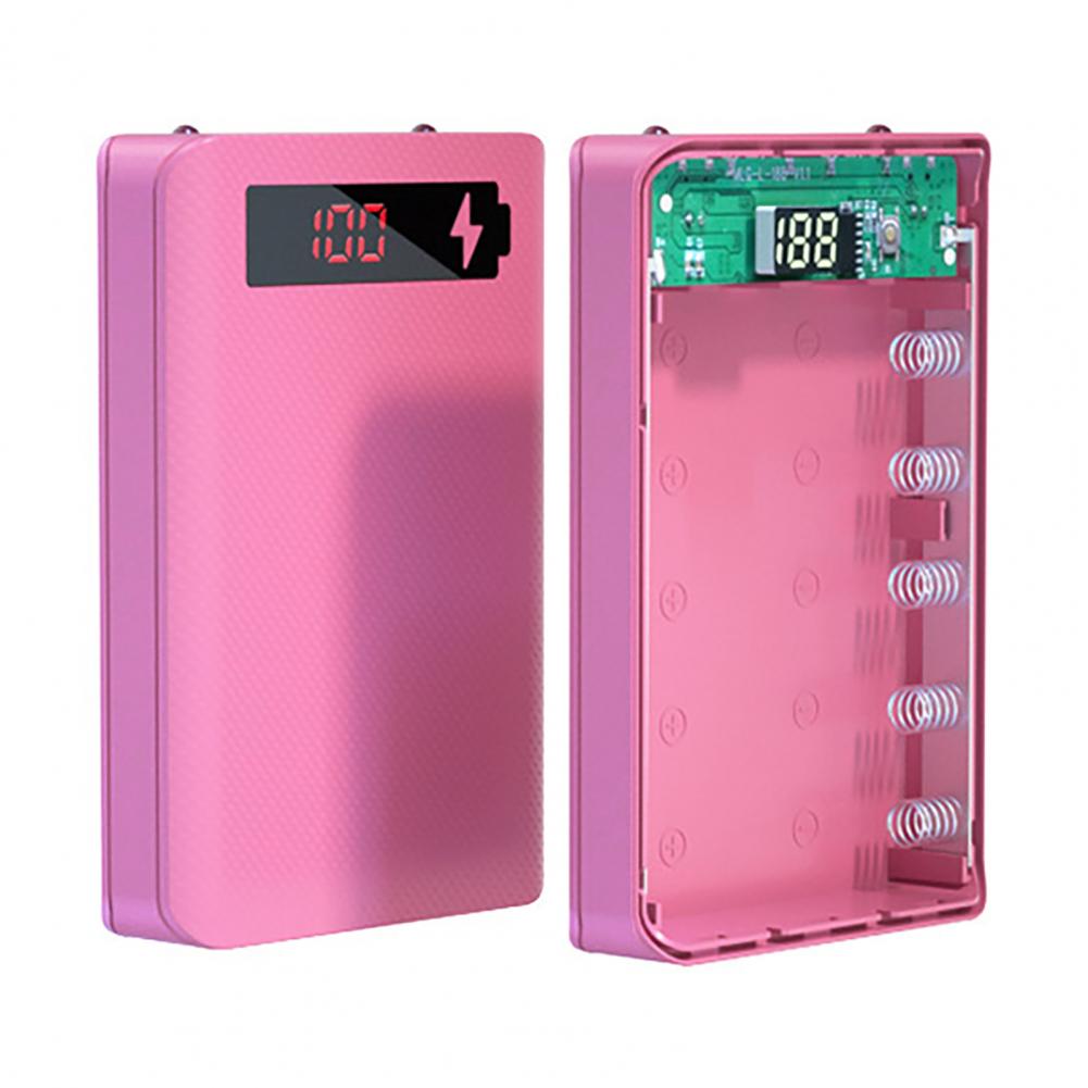 Lightweight Power Bank Box LED Digital Display Multiple Circuit Protection Excellent 5x18650 Portable Charger Case