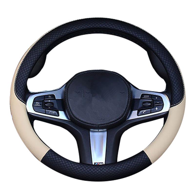 38cm bil rattdeksel, universell skinn ratt deksel, passer til alle 99%  bilmodeller tilbehør: beige