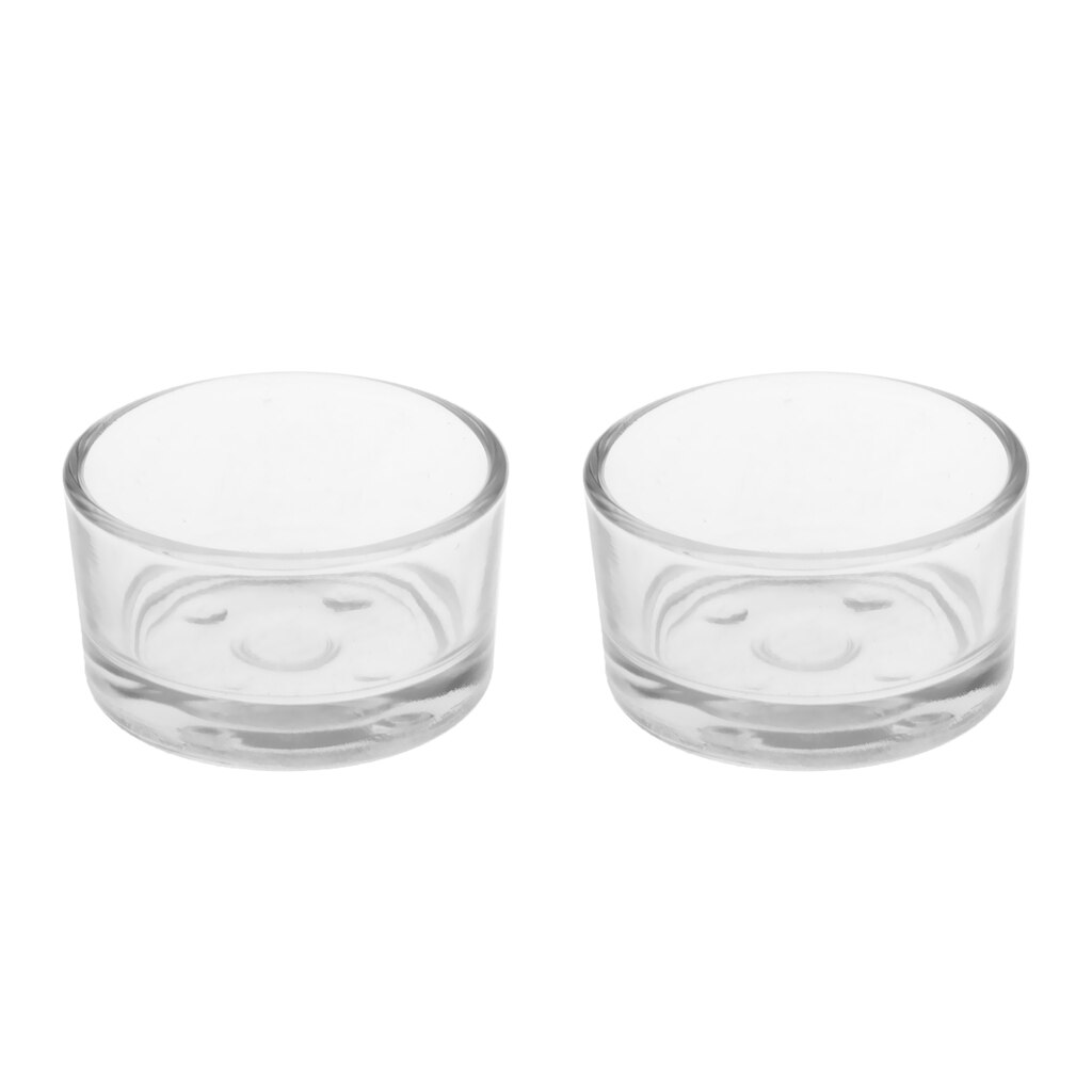 2 Pcs Transparent Glass Reptile Lizard Water Food Bowl Feeder Bowl Basin