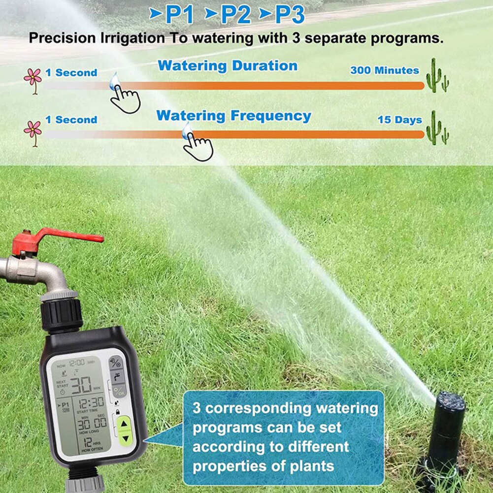 Device Outdoor Adjustable LCD Screen Controller Waterproof Tool Home With Rain Sensor Automatic Irrigation Lawn Water Timer