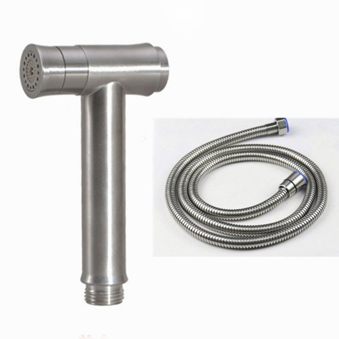 One Key Press Double Function Bathroom Toilet Bidet Faucet Kit Stainless Steel Brushed Bidet Sprayer Set Mount On Tank BD033: A