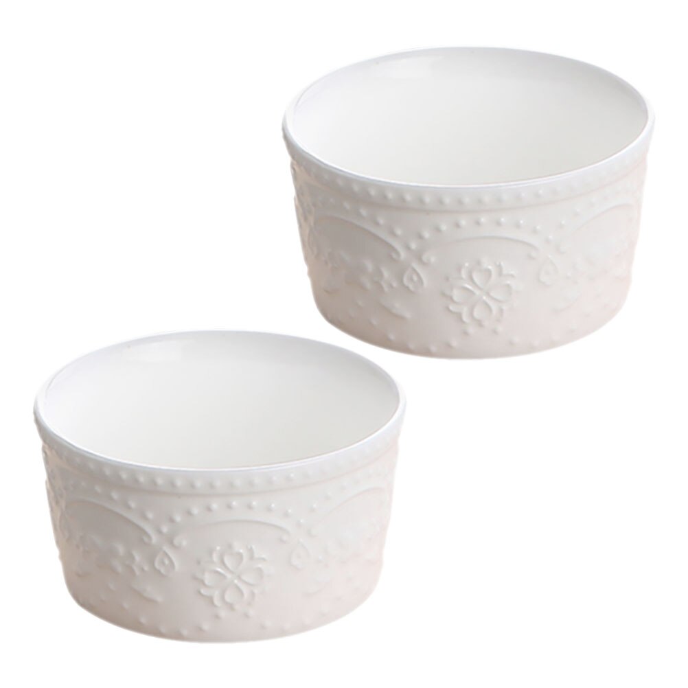 2pcs Ceramic Baking Bowl Kitchen Steamed Egg Bowl Pudding Bowl Kitchen Baking Tool: Default Title
