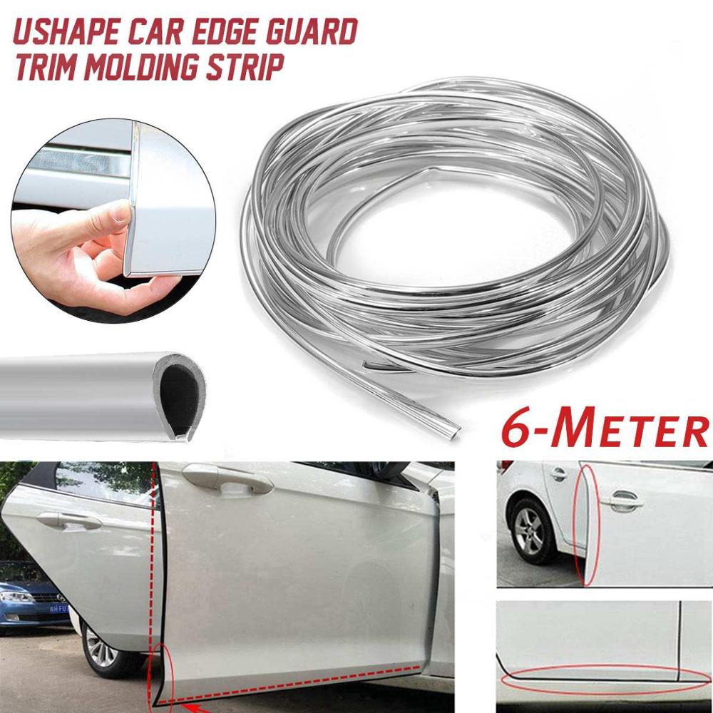 Black/Silver 6 Meters U-Shape Car Door Edge Gard Trim Molding Strip Protectors PVC 6mm x 4mm Universal: Silver