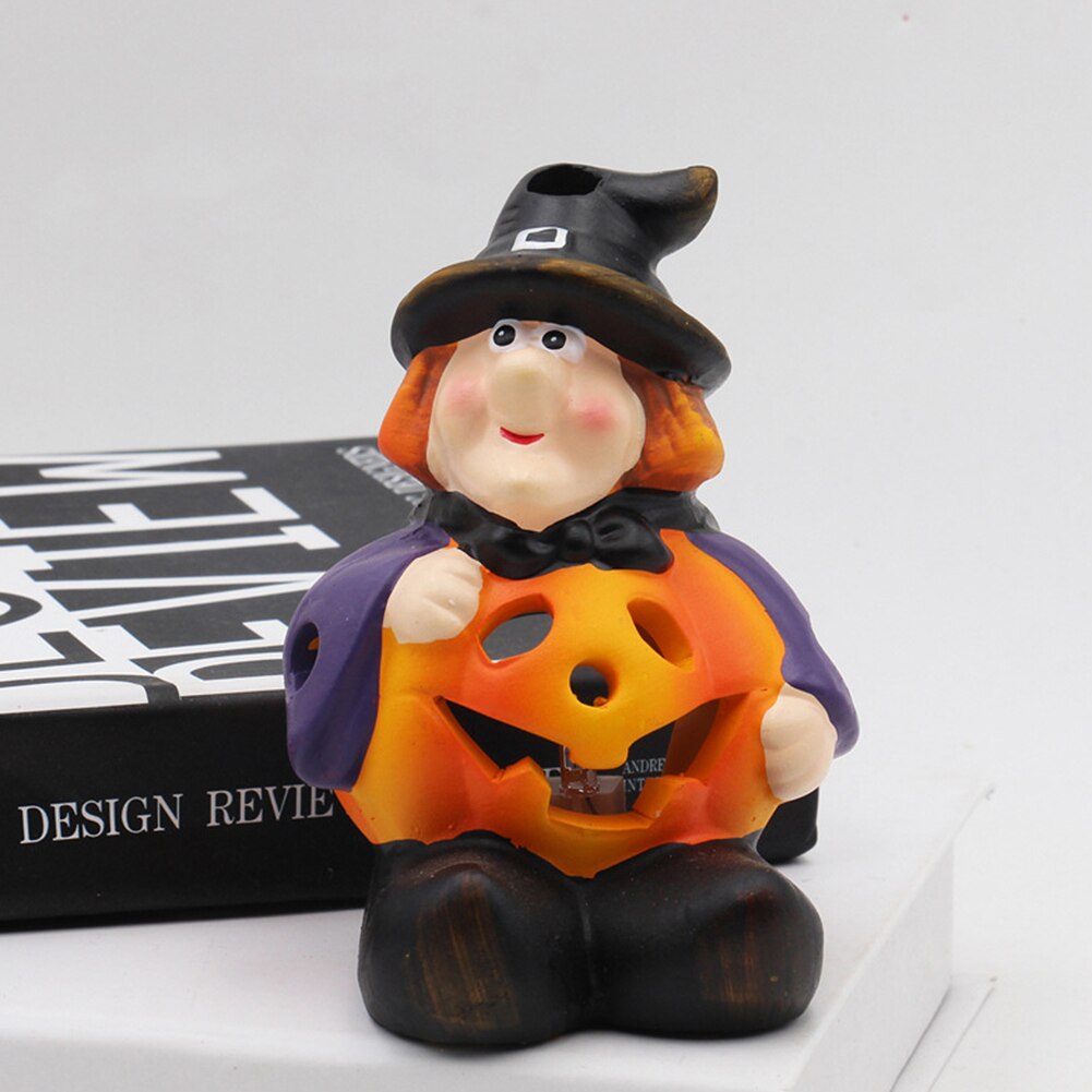 Halloween Witch Pumpkin LED Night Light Decoration Artificial Ceramic Desk Model KTV Home Party Halloween Decor