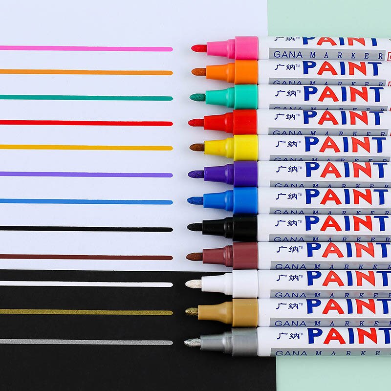 1Pcs Kleurrijke Waterdichte Vette Verf Marker Pen Autoband Multipurpose Metalen Pakket Schoolbenodigdheden Briefpapier 12 Kleuren
