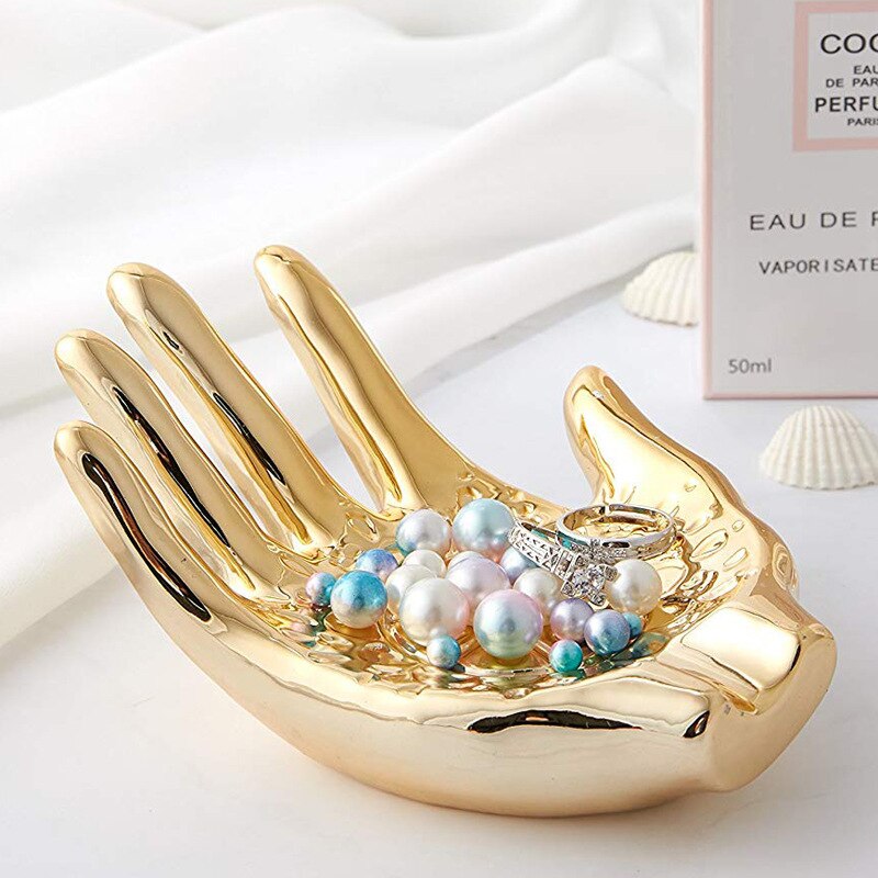 Nordic Ins Keramiek Gouden Palm Sieraden Platen Ketting Display Schotel Oorbellen Ring Opslag Kommen Decoratie Ambachten Decor