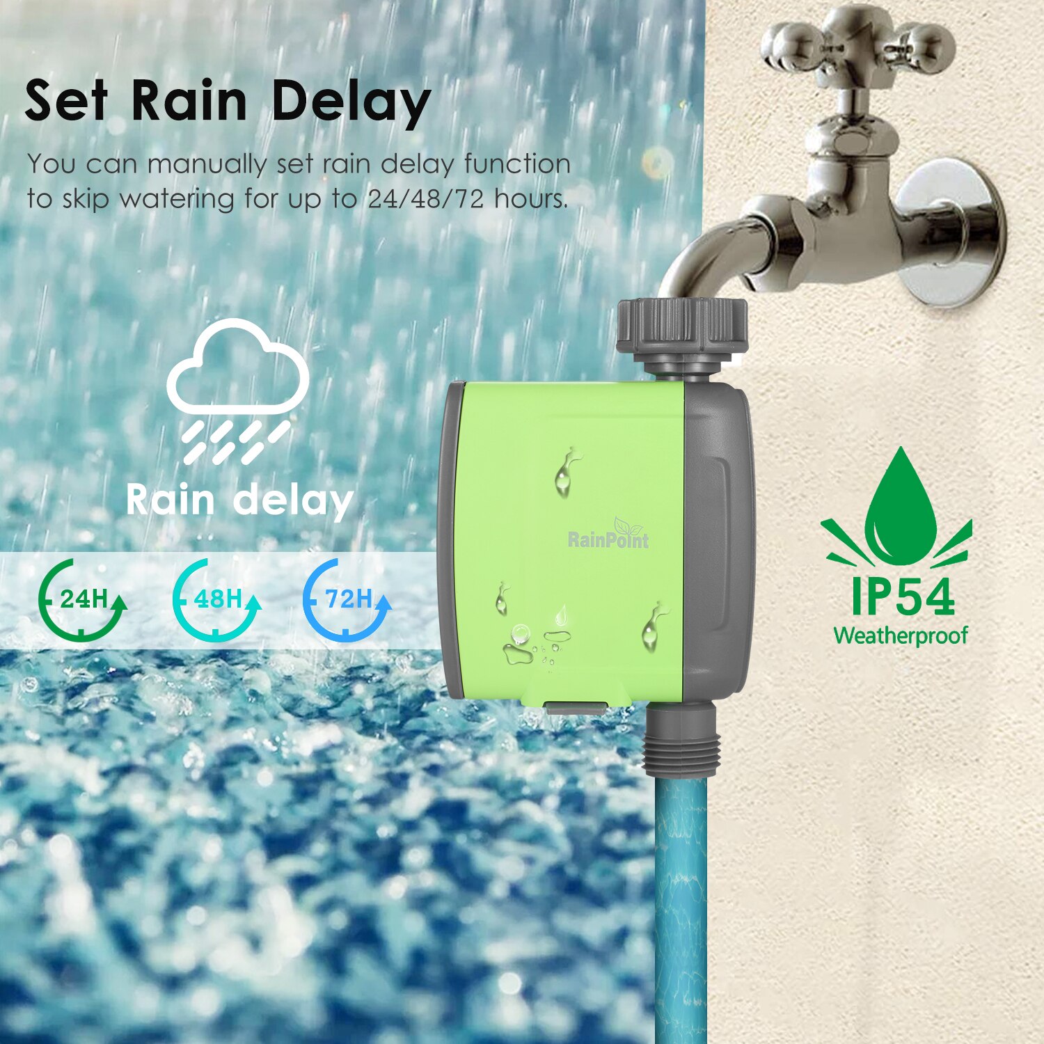 Programmable BT Water Timer Hose Faucet Timer Outdoor Battery Operated Water Flow Meter Automatic Watering Sprinkler System