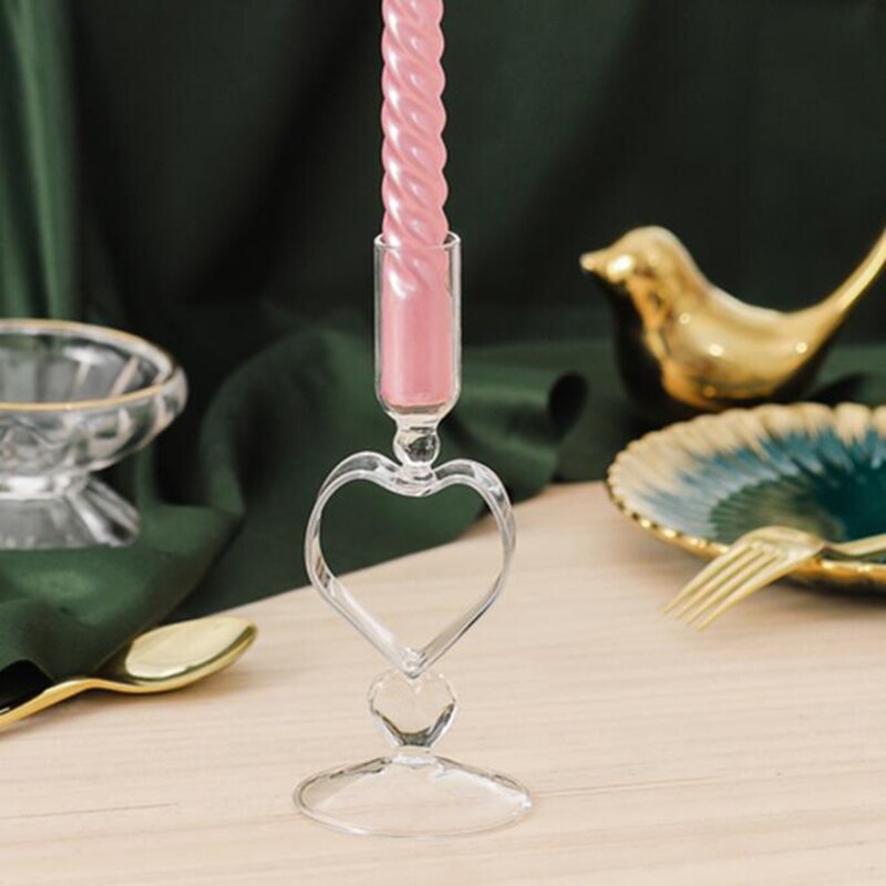 Sziqiqi Crystal Pillar Candle Holder Set van 2, helderglazen