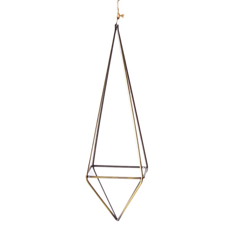 Autoportant suspendu métal Tillandsia Air plante support étagères quadrilatère pyramide forme géométrique creux pots de fleurs!: Bronze