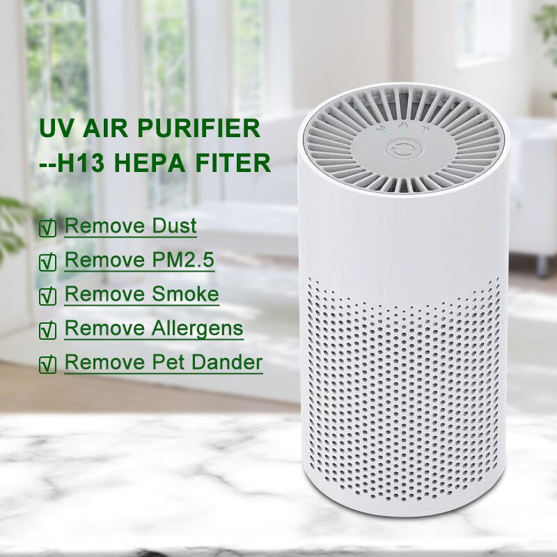 Uv Luchtreiniger Voor Thuis Kamer Met Ware Hepa Filter, Draagbare Usb Desktop Air Cleaner Met Uv Licht, lucht Sterilisator Voor Stof Rook