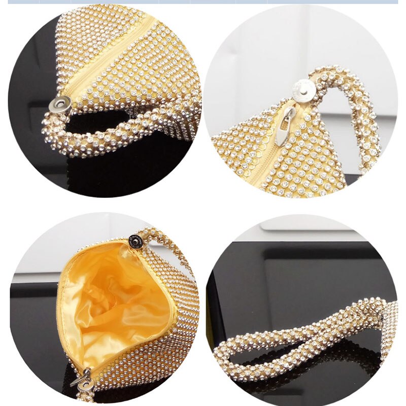 Muling Funkelnden Silber Diamant Frauen Mini Abend Kupplung Armbänder Tasche Braut Hochzeit Party Kristall Handtasche und Geldbörse