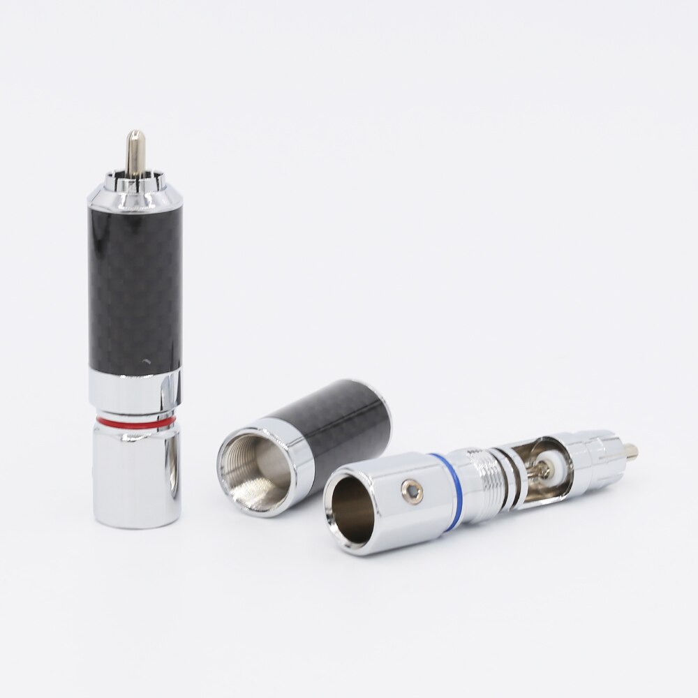 4Pieces Hi-End rhodium plated Carbon Fiber RCA Plug Connector
