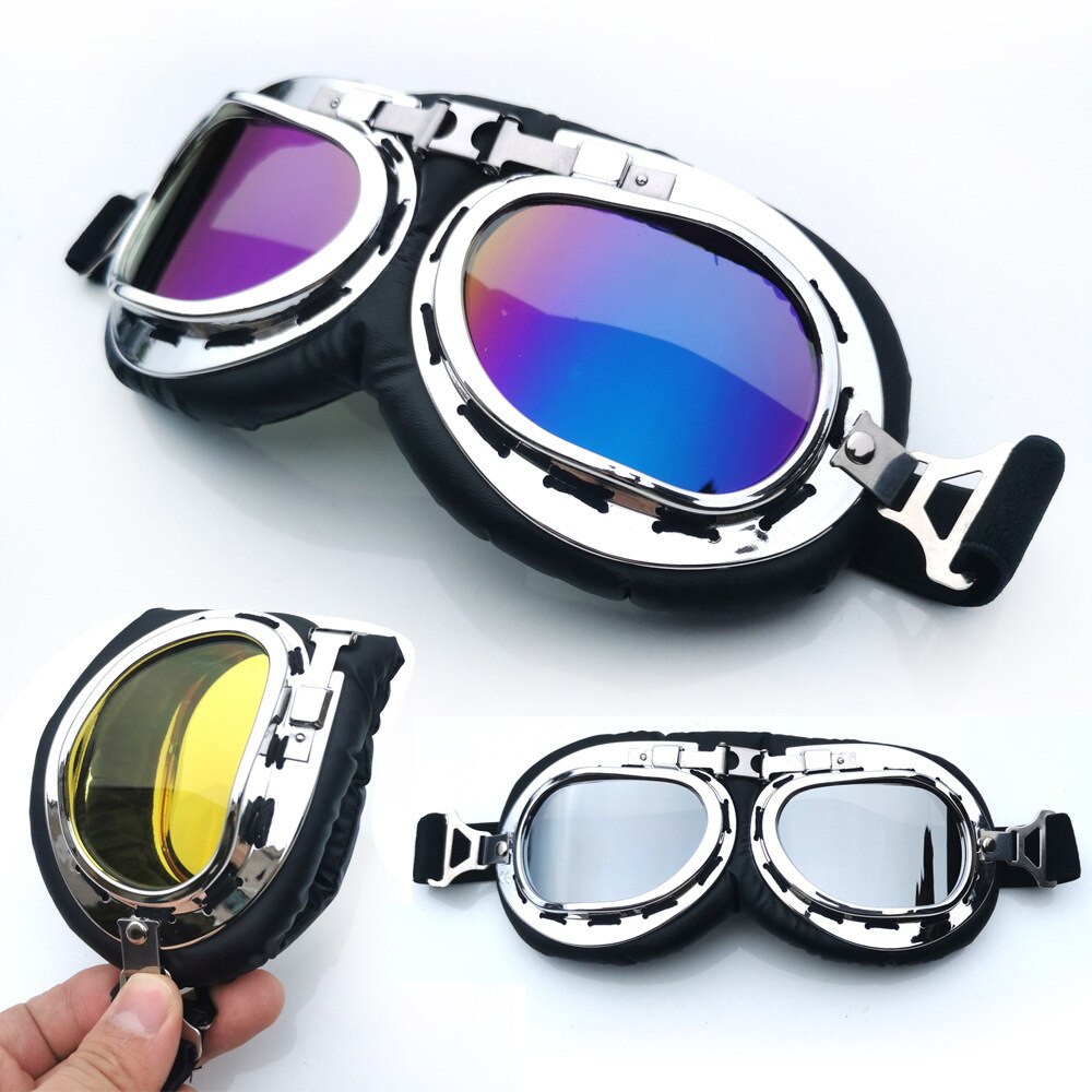 Vintage Moto Classic Motocross Goggles Retro Motorcycle Goggles Glasses for Harley Pilot Steampunk MX ATV Bike