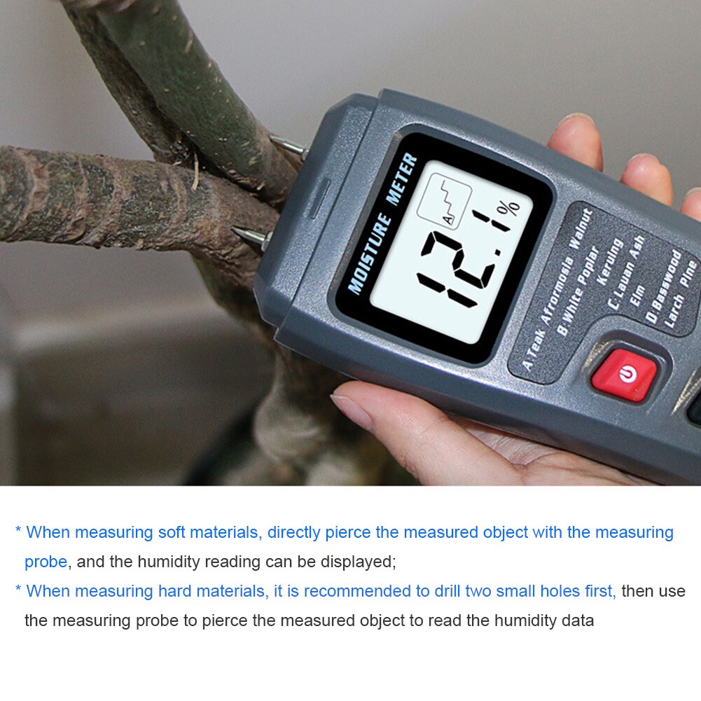 Wood Moisture Meter Hygrometer Timber Damp Detector with 4 Wood Groups Moisture Tester for Firewood Paper Floor Cardboard