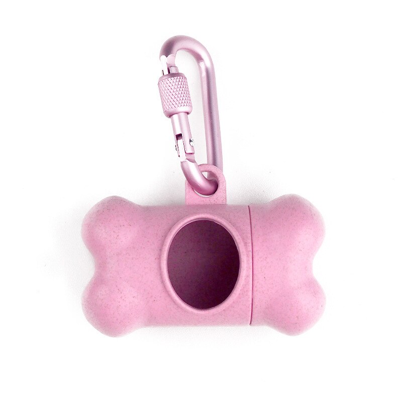 Eco-vriendelijke Producten Hond Kak Zak Dispenser Bot Vorm Hond Tas Houder Reizen Kat Hond Zak Dispenser Afbreekbaar Recycling: Roze