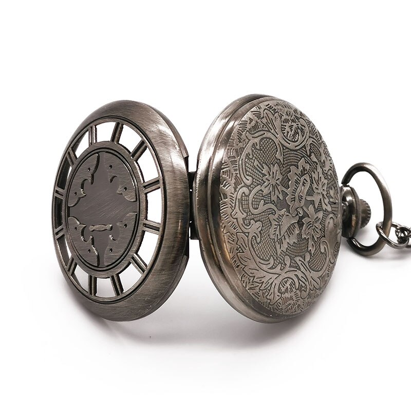 Steampunk Hollow Case Pattern Quartz Pocket Watch women men Analog Pendant Chain Pocket Fob Watches mens for men