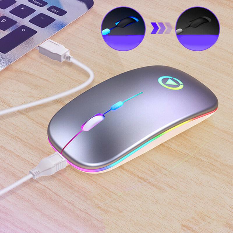 2020 New Ricaricabile 2.4GHz Mouse Senza Fili Del Mouse Retroilluminazione A LED Silenzioso Mouse USB Optical Gaming Mouse Per PC Accessori Per Computer