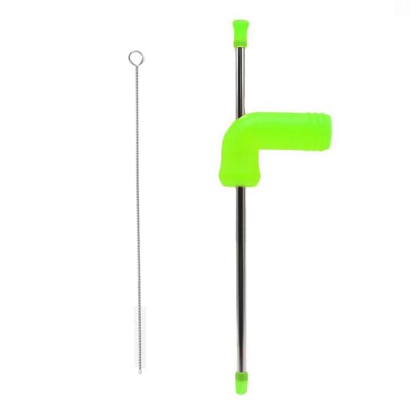Beer Snorkel Double-Layer Beer Snorkel Bar Tools Straight Straw Style Beer Dispenser with Cleaning Brush: Green