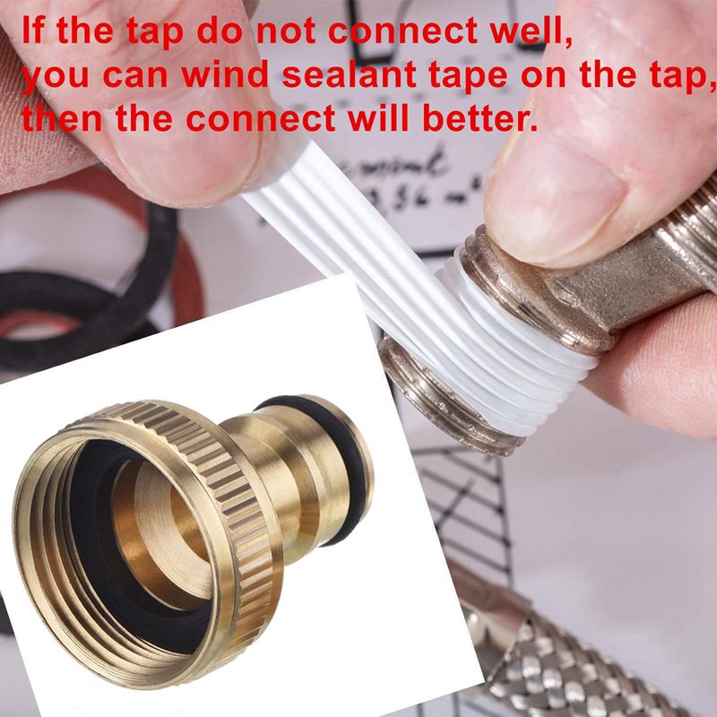 2 Pack 3/4-Inch Garden Hose Tap Connector Brass Garden Hosepipe Tap Connector Threaded Faucet Adapter