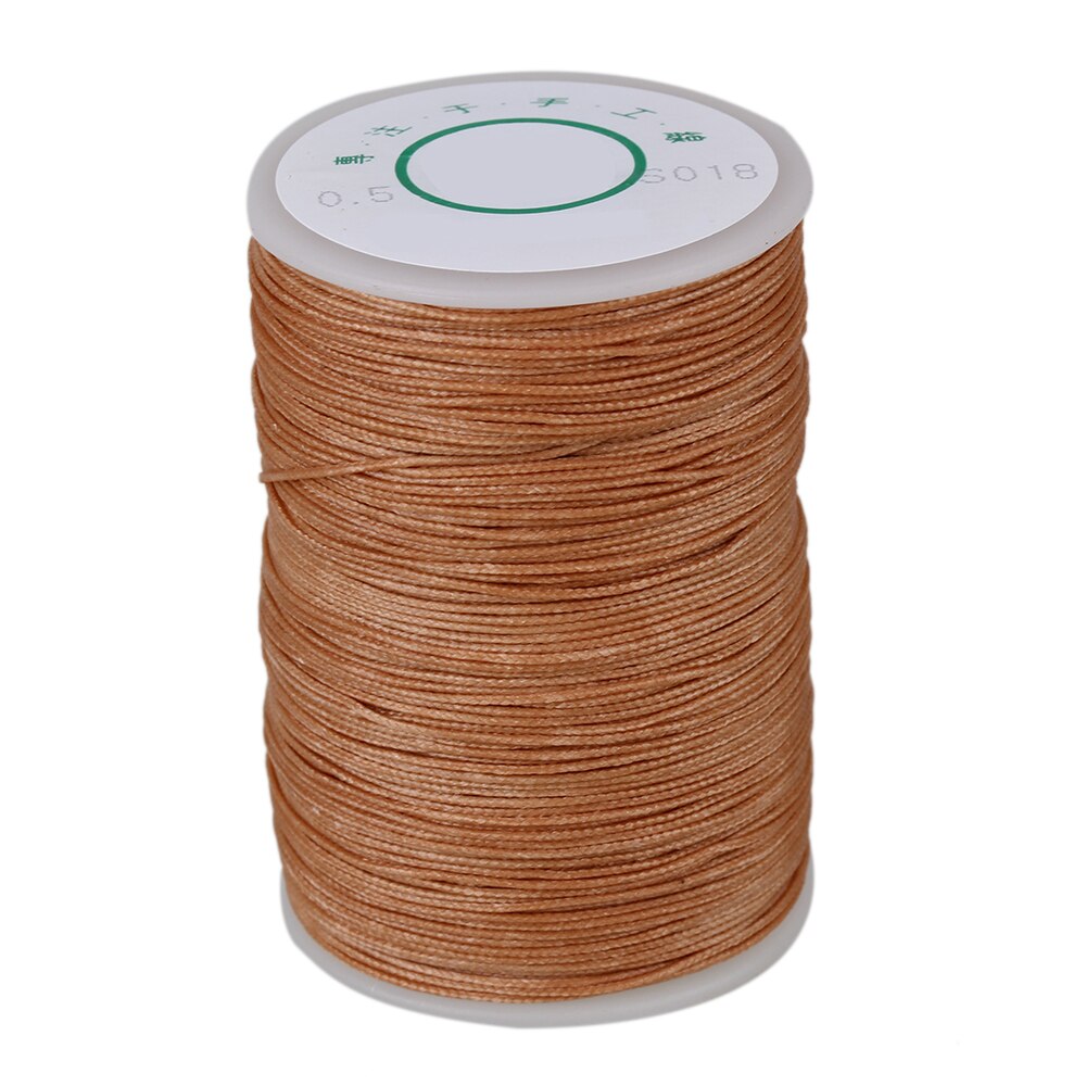 Cordón de hilo trenzado redondo de poliéster encerado, cuerda de macramé artesanal, color marrón claro, 0,5mm