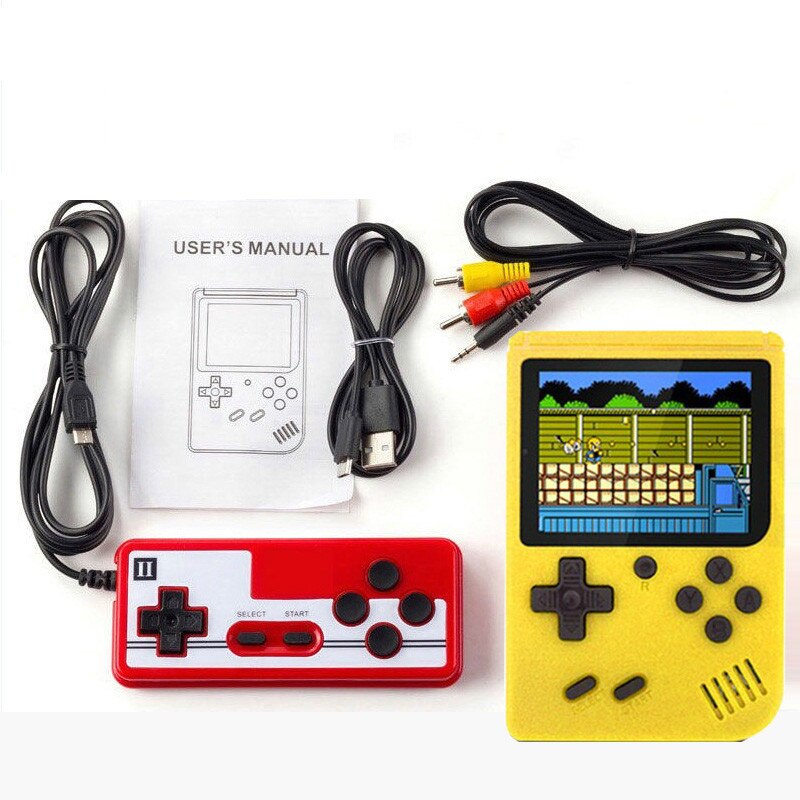 Console di gioco portatili da 3 pollici Console di videogiochi retrò 400 IN 1 lettore di giochi a 8 Bit giocatori di giochi portatili gamepad per regalo per bambini: Double-Player Yellow