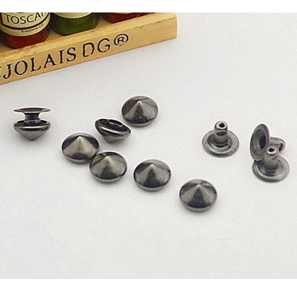 Juego de remaches rápidos de tipo Cono de Metal de 10mm, tachuelas de cabeza de aguja, pulsera con pinchos para ropa, remaches para ropa DIY, para bolsa de ropa, 100 juegos: Black