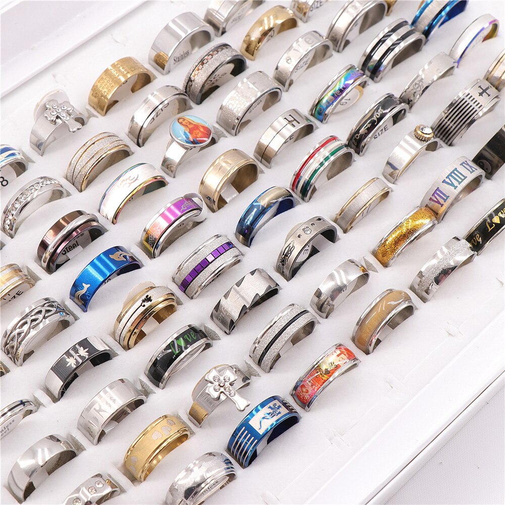 Di modo 20 pz/lotto Delle Donne Degli Uomini di Gioielli In Acciaio Inox Anelli a Fascia Per Il Regalo Del Partito di Stile Della Miscela: Mens Mix Style