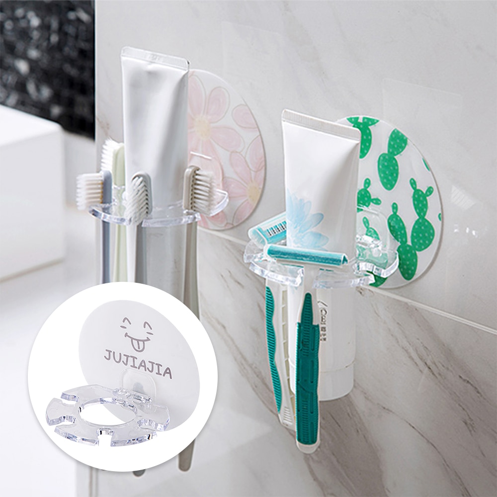 Bathroom Plastic Toothbrush Holder Toothpaste Shaver Storage Rack Tooth Brush Dispenser Bathroom Organizer Accessories