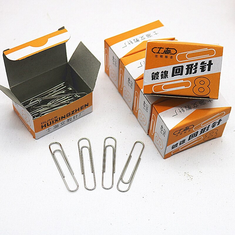 25Pcs/box Metal paper clip bookmark memo clip Office School stationery supplies round clips Curved needles 8th(50mm) paper clips: Default Title