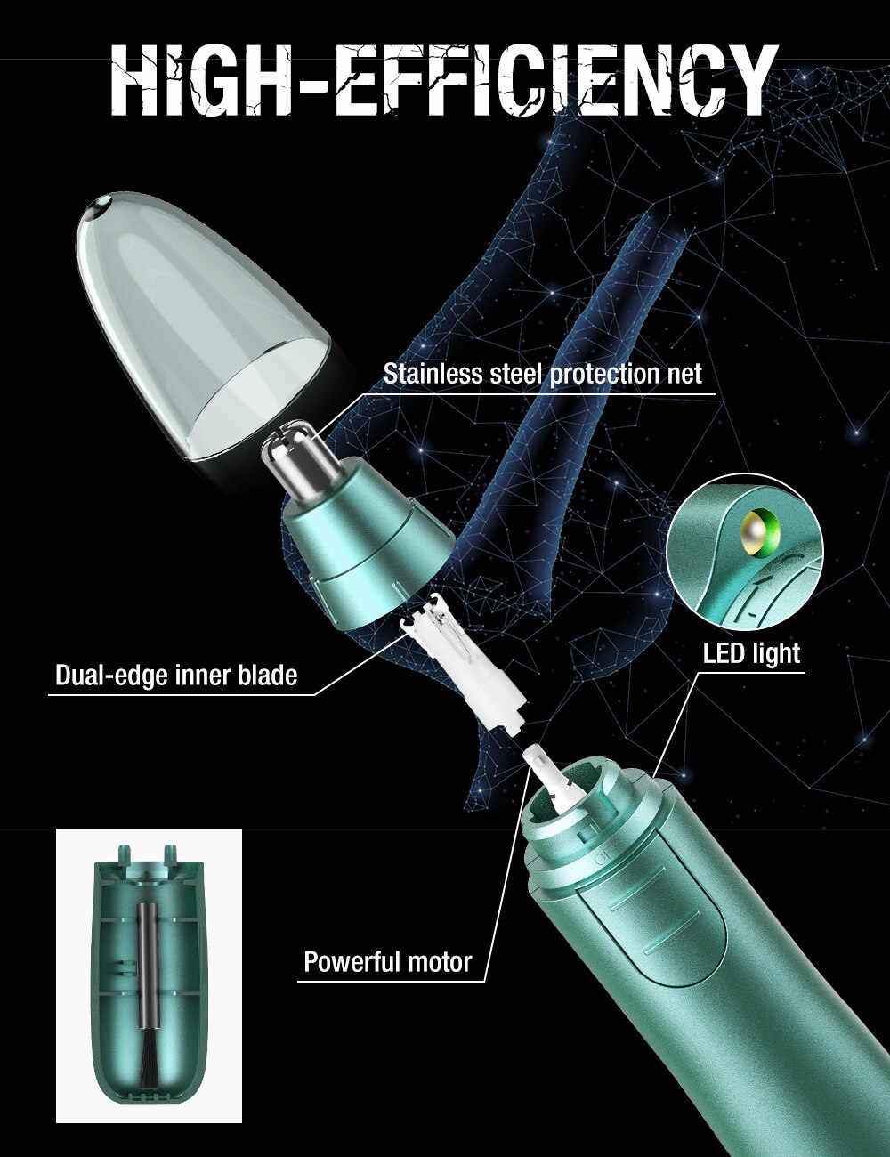 Tondeuse électrique pour nez et oreilles, rasoir rotatif à 360 °, épilation rapide et sûre, Kit de soins du visage durable pour hommes et femmes