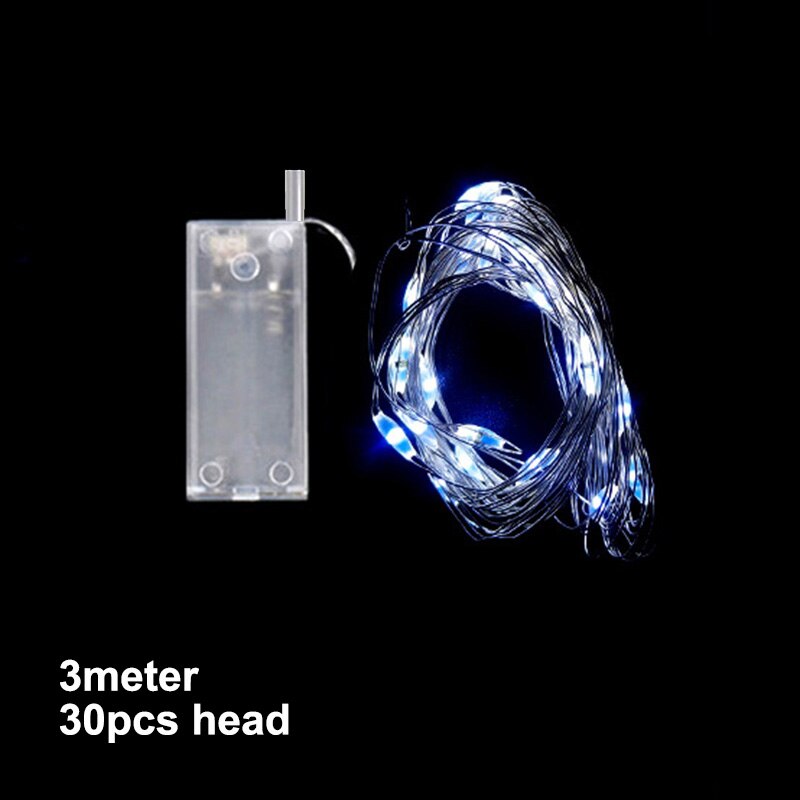 Tira de luces LED para decoración de bodas, fiestas de cumpleaños y vacaciones, 1 unidad, 3 metros, 30 unidades: white