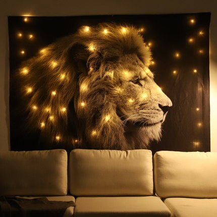 Night Mountain 3D Print Tapestry Christmas Led Star Lights Mounting Accessories Wall Hanging Wall Cloth Decorative: 180X230 CM / 4