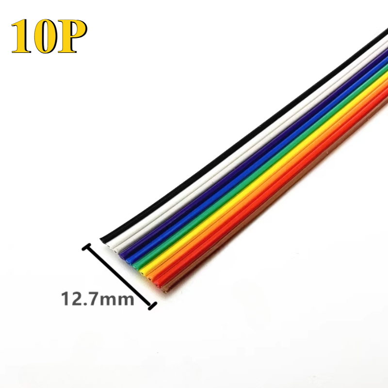1/3/5/10/61 meter 10/14/16/20/26/34-60p /1.27mm -tons platt bandkabel med 2651 färger, regnbågsfärgad dupont-tråd för idc 2.54mm fc-kontakt: Armégrön / 4p