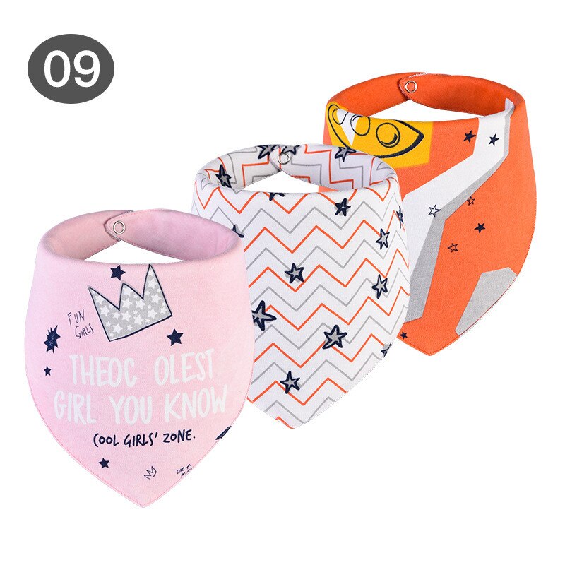 Slabbers Waterdicht voor 0-2 Jaar Oud 3 stuks/set Katoen Bandana Accessoires 3 lagen Cartoon Print Baby Driehoek handdoek: 9