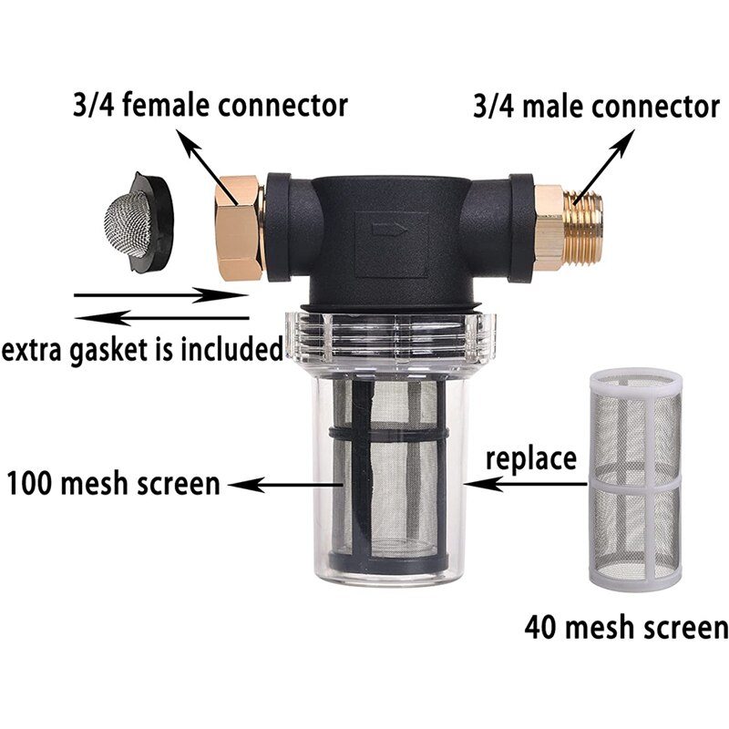 Jhd-Tuinslang Filter, Sediment Filter Attachment Voor Hogedrukreiniger Inlaat Water, inline Water Filter Voor Tuinslang