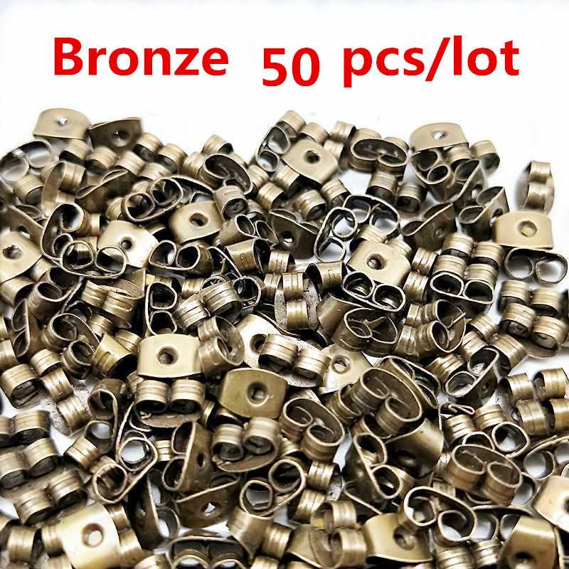 50/100 pièces pas cher résultats de bijoux en métal accessoires perles bouchons d'oreille écrous de poteau clair souple Silicone caoutchouc boucle d'oreille dos bouchon: 6