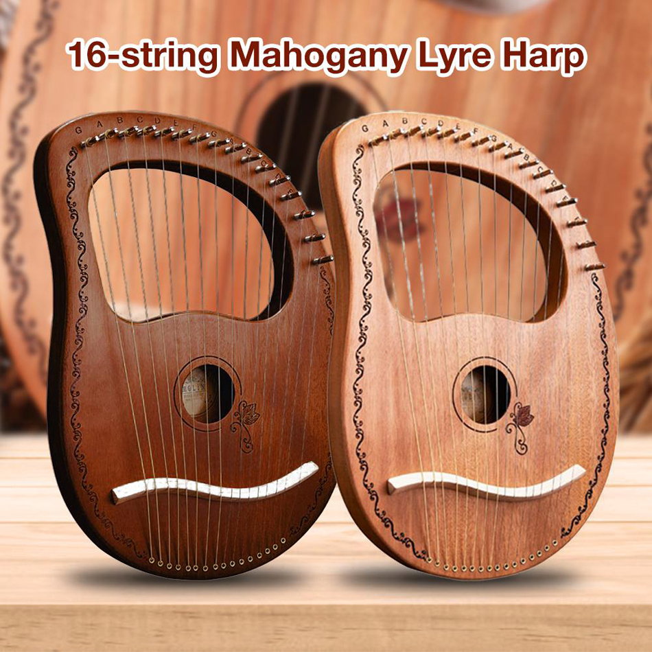 16/10 Snaren Mahonie Lier Harp Lier Instrument Hout Snaarinstrumenten Muzikale Instrumentos Metalen Staal String Laiya Piano Voor Kind Volwassen