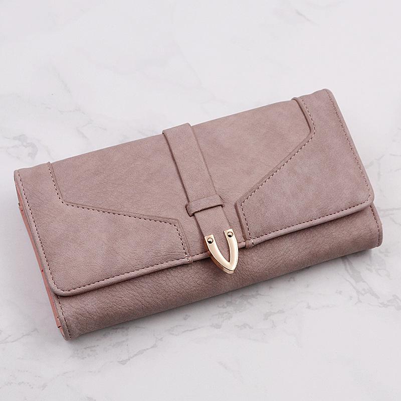 Vrouwen pu leren portemonnee clutch tas voor tienermeisjes minimalistische portemonnee effen kleur vrouwelijke muntzak kaarthouder billetera: Paars