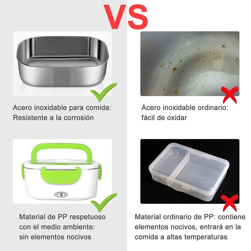 Stainless Steel Portable Electric Lunch Box Food Heater With Spoon And Two Compartments For Work 40W 220V Kitchen Pot K802