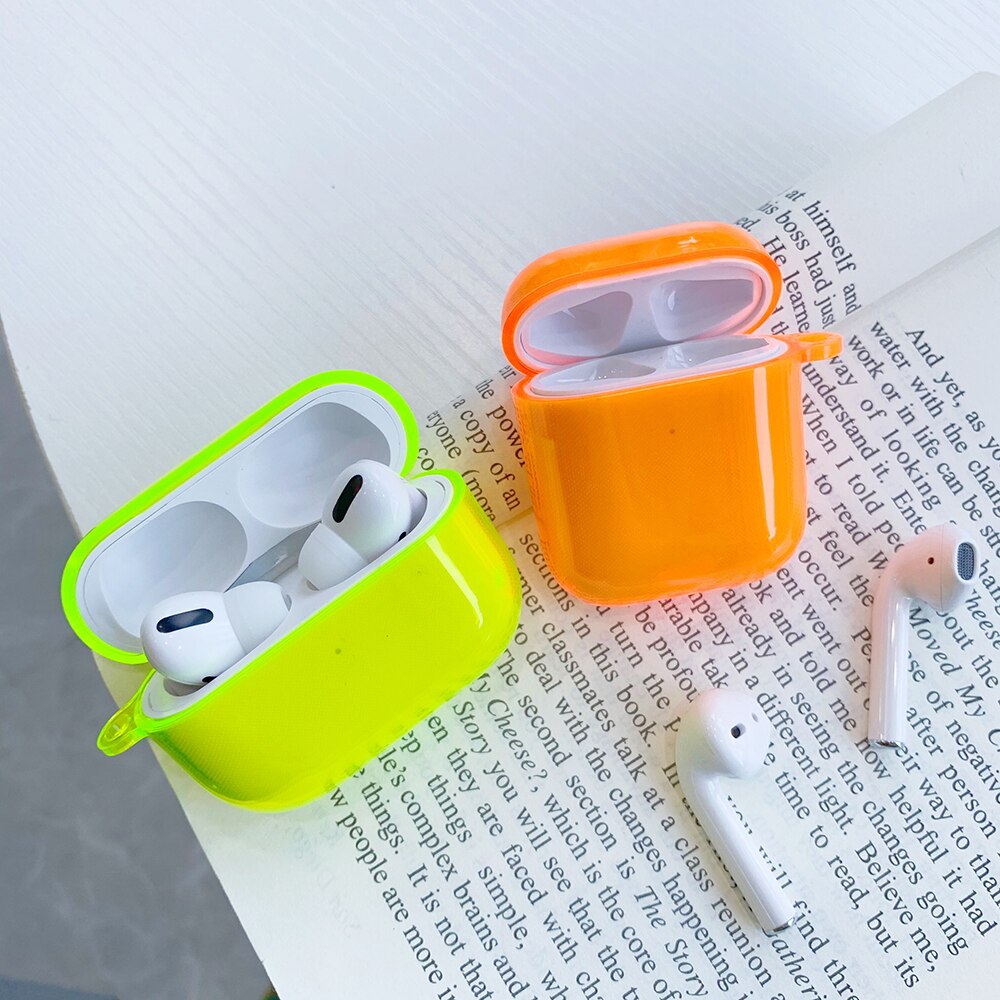 Transparent Fluorescence Color Earphone Cover For Apple AirPods Pro 3 Air Pods 2 Soft Silicone Fancy Case Clear TPU Accessories