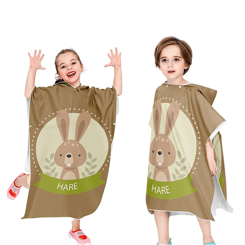 Niño baño Poncho tela de microfibra Poncho niños niñas verano Poncho de playa traje de Natación en Piscina Toalla de playa Toallas secas con capucha
